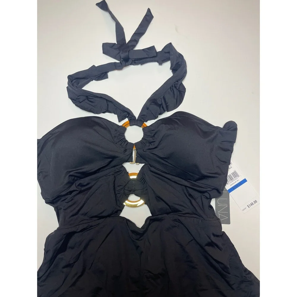 Soluna Buckle‎ Up One Piece Bandeau Swimsuit Black Women's Size XL